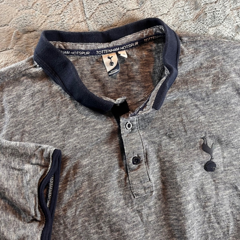 Tottenham Hotspur Mens Polo Shirt XXL Navy White Striped Short Sleeve Official